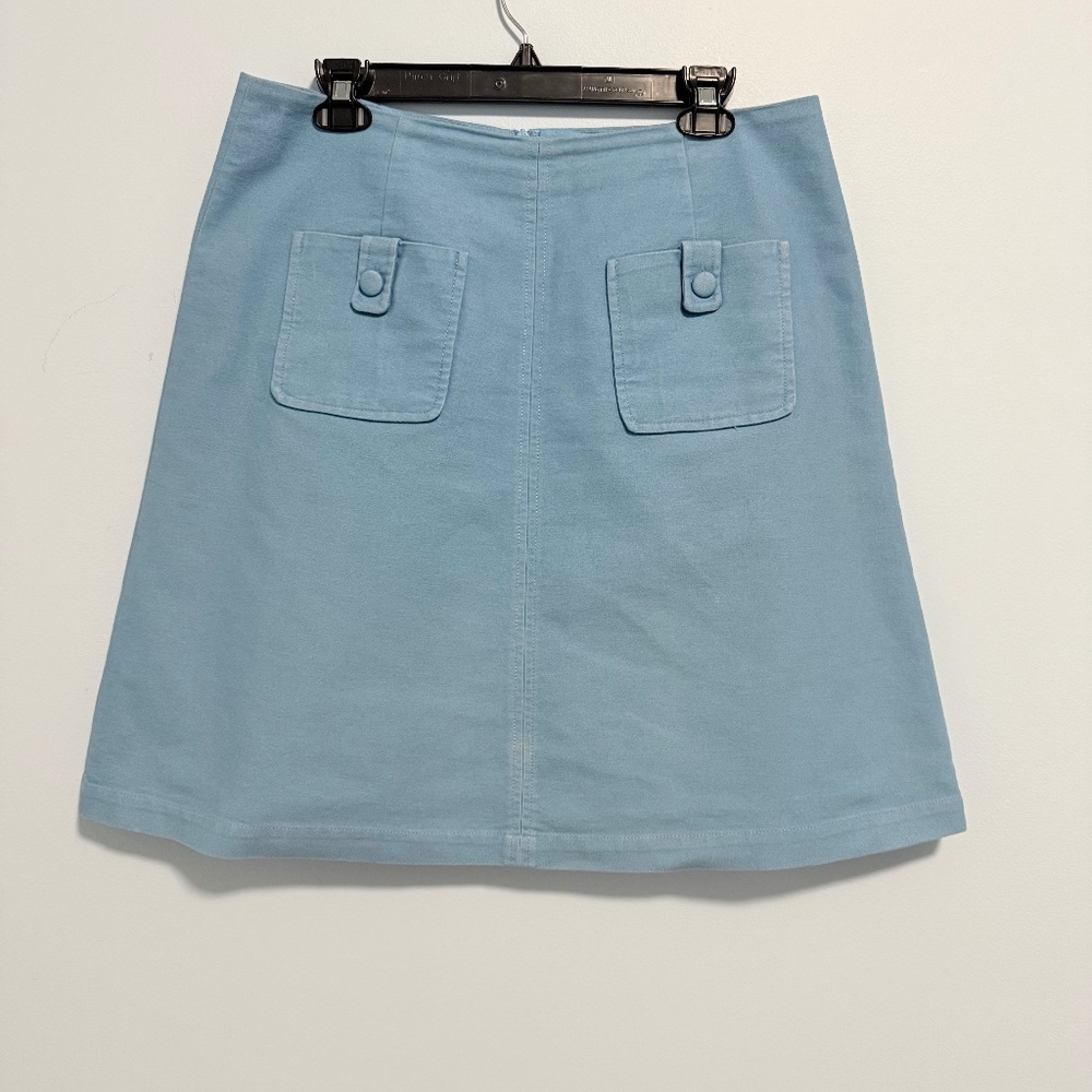 Boden Women’s Powder Blue Cambridge Cotton Lined Skirt‎ Patch Pockets Size 10 L
